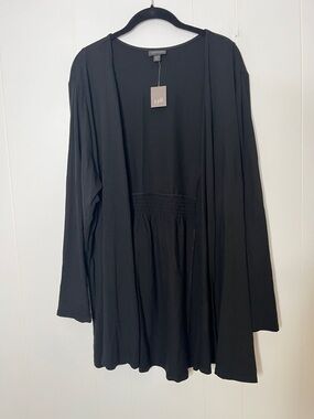 J. Jill Wearever Collection Black Open Front Long Sleeve Top NWT Size 3X
